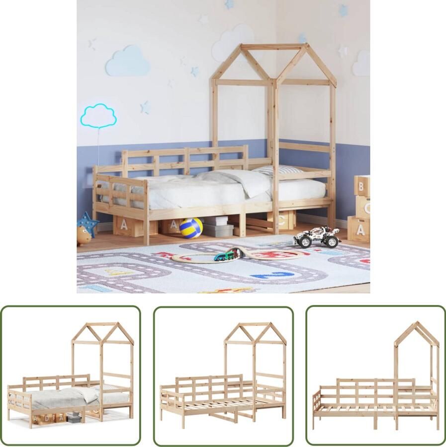 VidaXL Slaapbank met huisje 80x200 cm massief grenenhout Slaapbank Kinderbed Grenenhout Bed Met Huisje Tweepersoonsbed