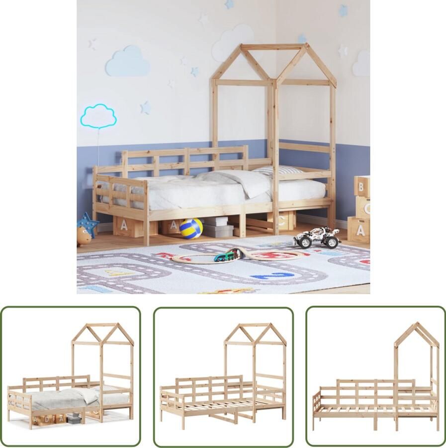 VidaXL Slaapbank met huisje 90x190 cm massief grenenhout Slaapbank Kinderbed Grenenhouten Bed Kidsbed Tweepersoonsbed