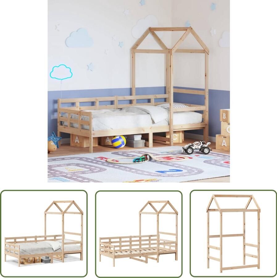 VidaXL Slaapbank met huisje 90x190 cm massief grenenhout Slaapbank Kinderbed Grenenhout Massief Hout Bed Met Huisje