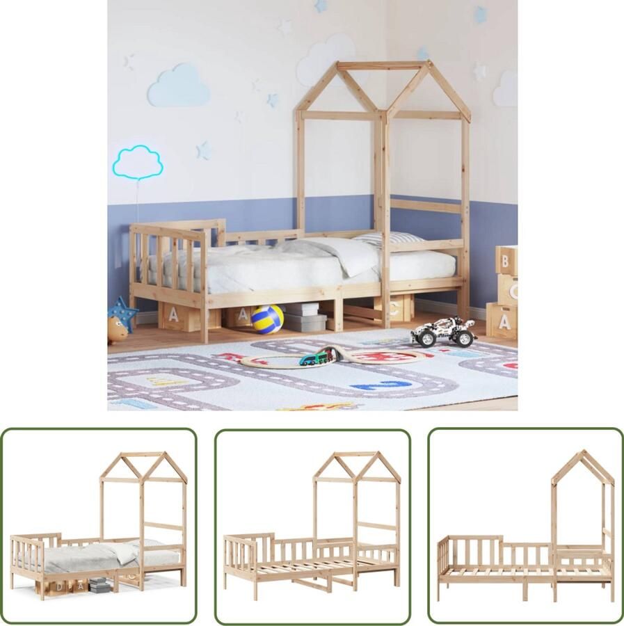 VidaXL Slaapbank met huisje 90x200 cm massief grenenhout Slaapbank Kinderbed Bed Met Huisje Grenenhouten Bed Multifunctionele Bank