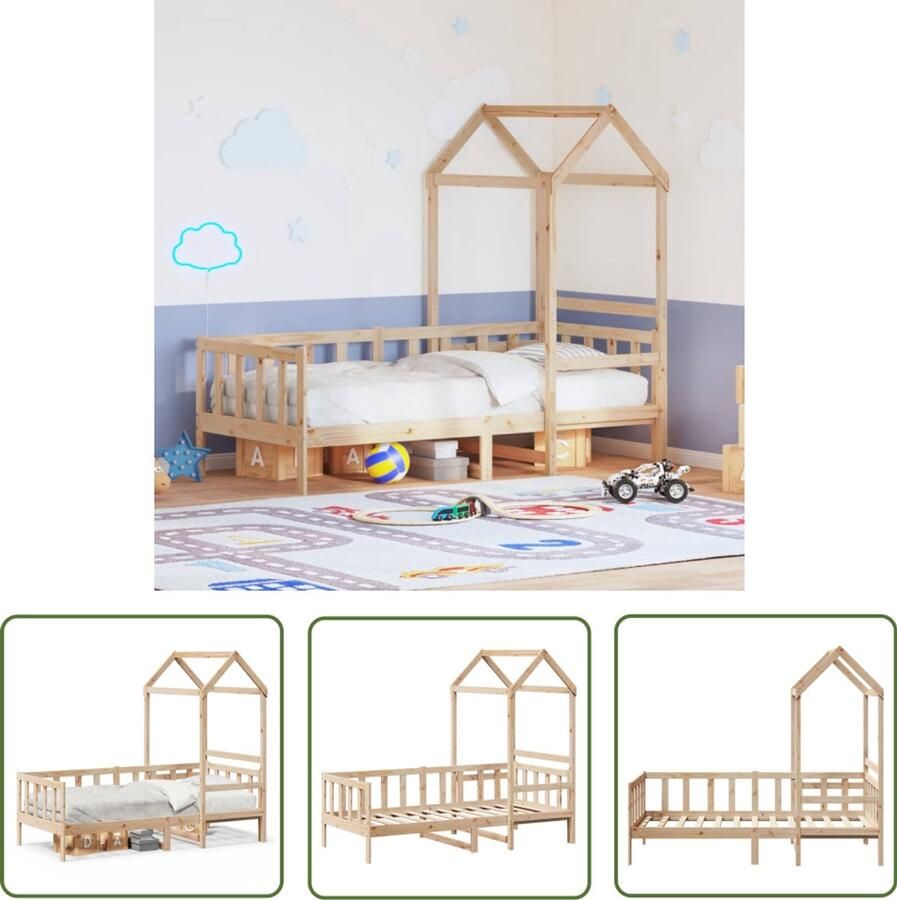 VidaXL Slaapbank met huisje 90x200 cm massief grenenhout Slaapbank Kinderbed Hut Grenenhout Kids Bedroom Furniture