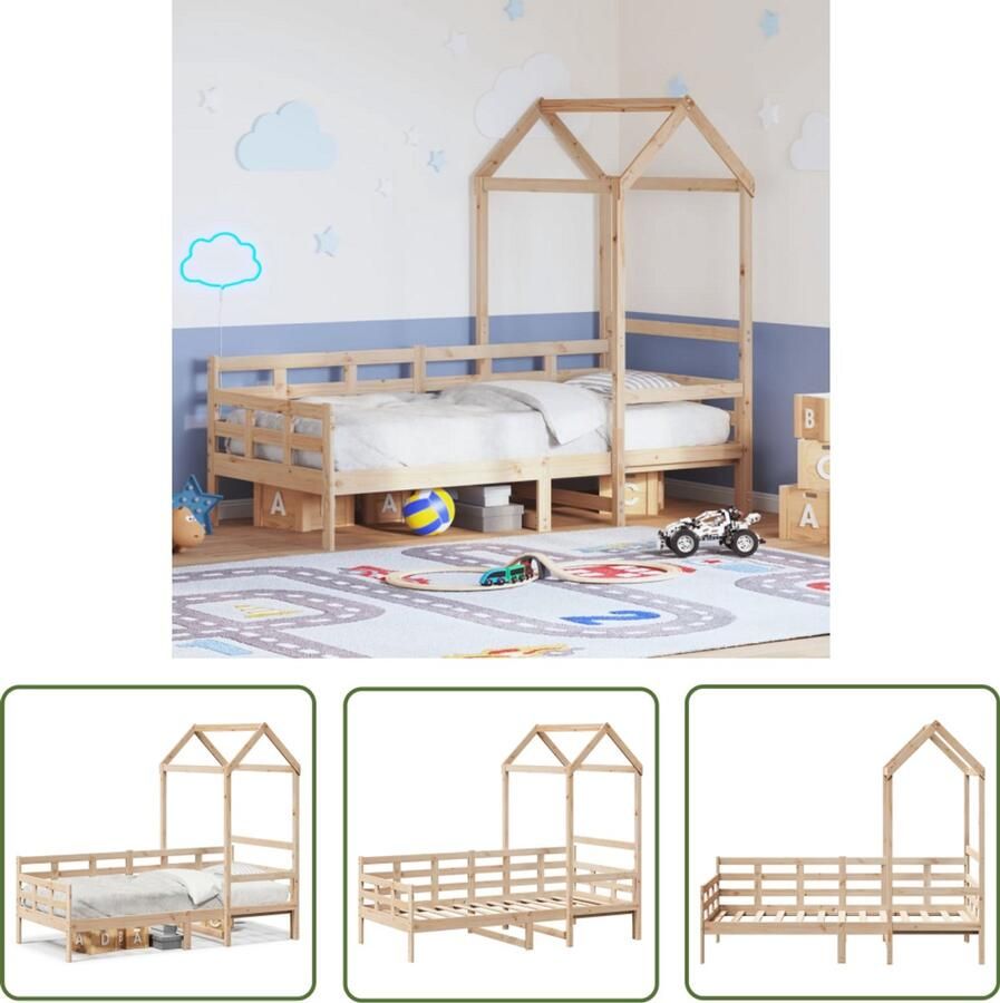 VidaXL Slaapbank met huisje 90x200 cm massief grenenhout Slaapbank Kinderbed Hut Grenenhout Speelhut