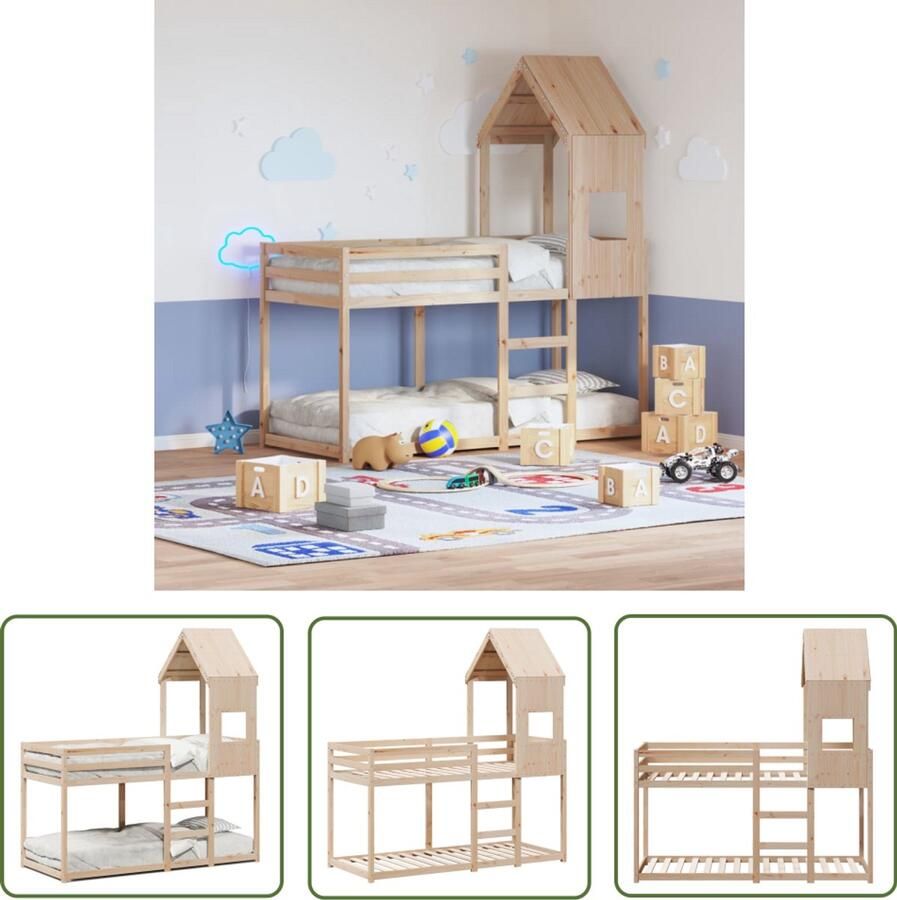 VidaXL Kinderbed Stapelbed Stapelbedframe zonder matras massief grenenhout 90x190 cm Grenenhout Bed Kids Bed Tweepersoons Bed