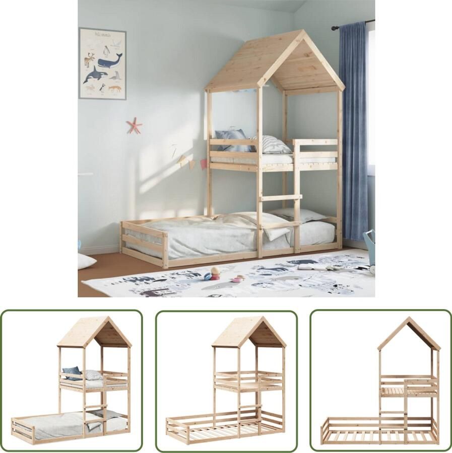 VidaXL Stapelbedframe zonder matras massief grenenhout 90x200 cm Stapelbed Kinderbed Grenenhout Bed Tweepersoons Bed Slaapruimte Optimalisatie