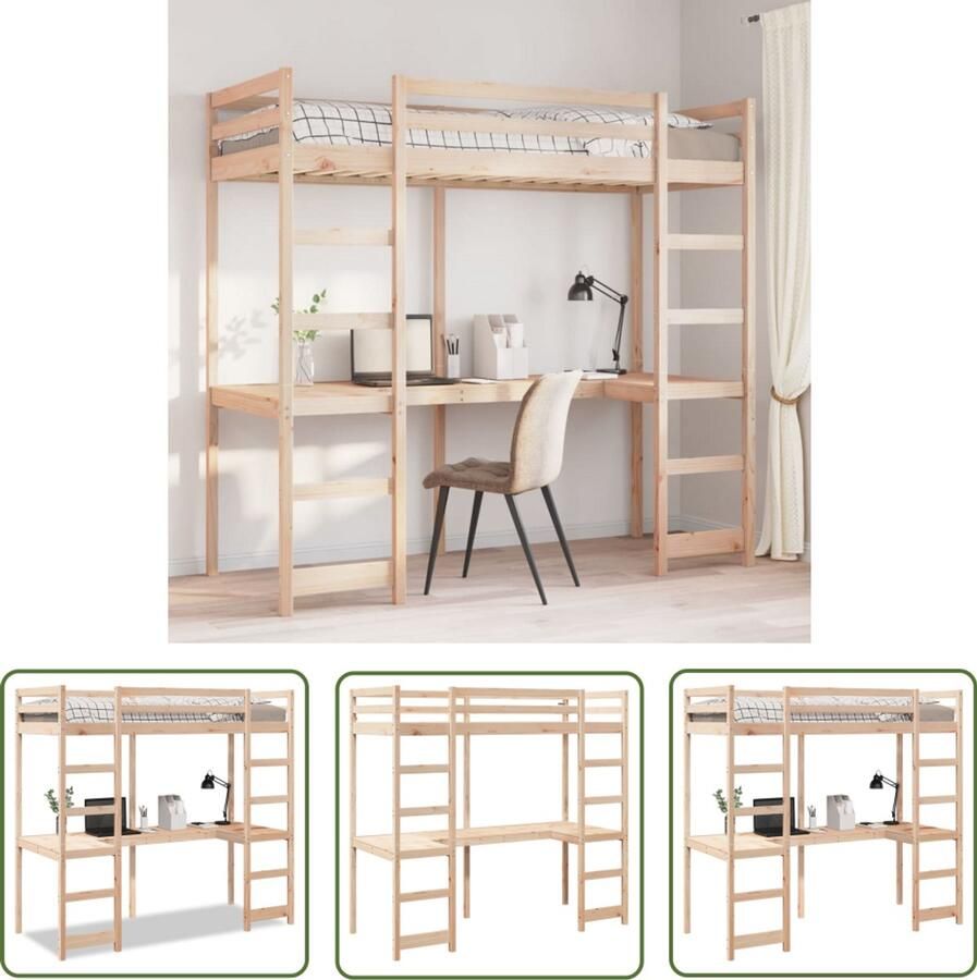 VidaXL Kinderkamer Hooghslaper Hoogslaper zonder matras massief grenenhout 80x200 cm Tweepersoonsslaapbank Stapelbed Loftbed