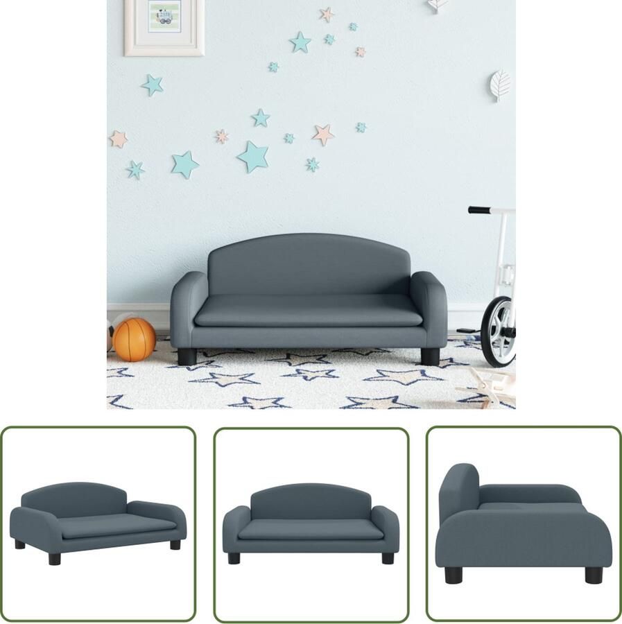 The Living Store Kinderbank 70x45x30 cm stof donkergrijs Kinderstoel Kindermeubel Kids Bank Grijs Meubilair Stoffen Bank