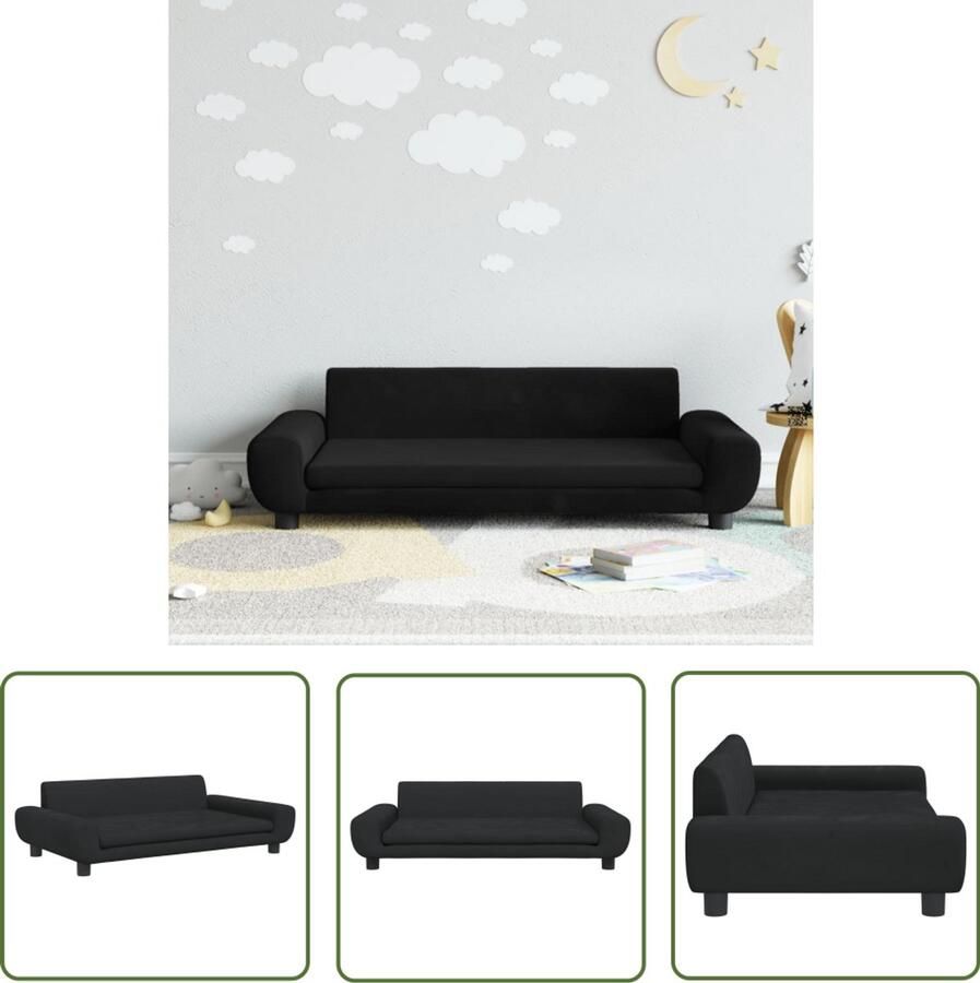 VidaXL Kindermeubels Kinderstoel Kinderbank 100x54x33 cm fluweel zwart Kids Meubilair Zwarte Kinderbank Fluweel Kinderbank