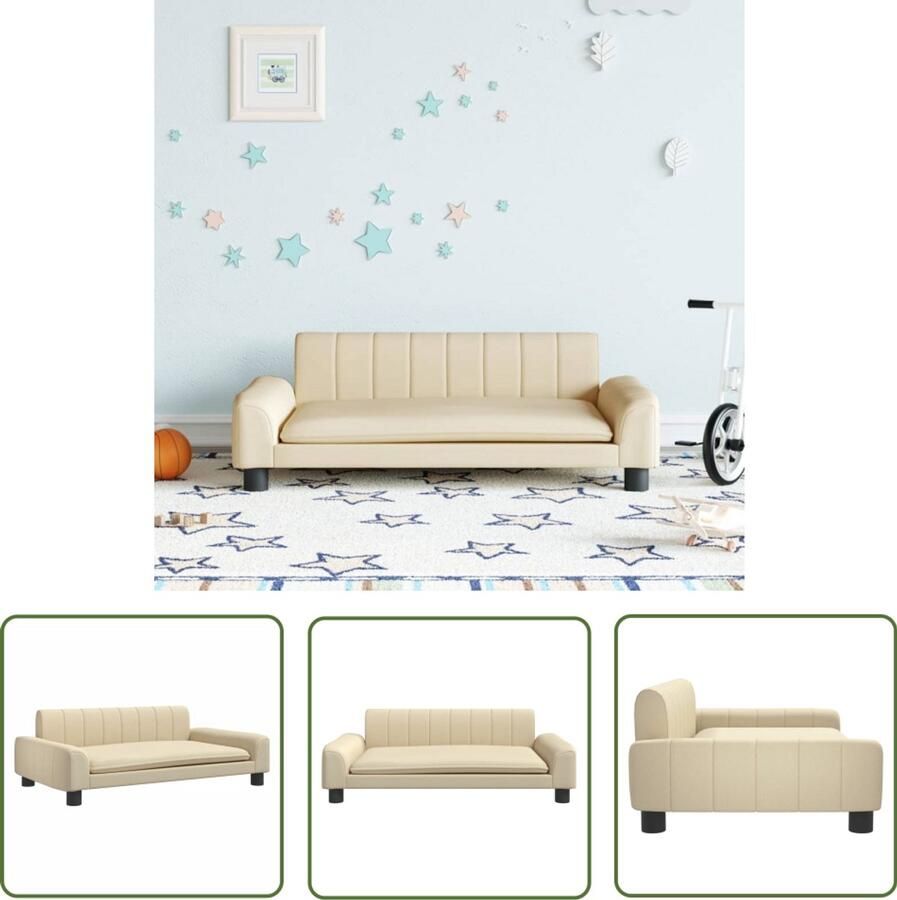 VidaXL Kindermeubels Kinderstoel Kinderbank 90x53x30 cm stof crèmekleurig Kinderbankje Stoel Voor Kinderen Kids Meubilair