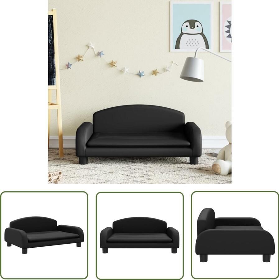 VidaXL Kinderbank 70x45x30 cm kunstleer zwart Kinderbank Kindermeubilair Kidsstoel Stoel Voor Kinderen Leren Kinderbank
