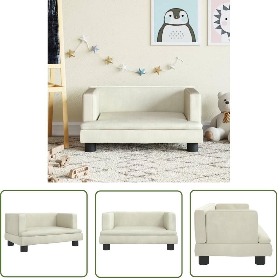 VidaXL Kinderbank 60x40x30 cm fluweel crèmekleurig Kinderstoel Kindermeubilair Kids Meubels Fluweel Stoffen Kinderbank Creme