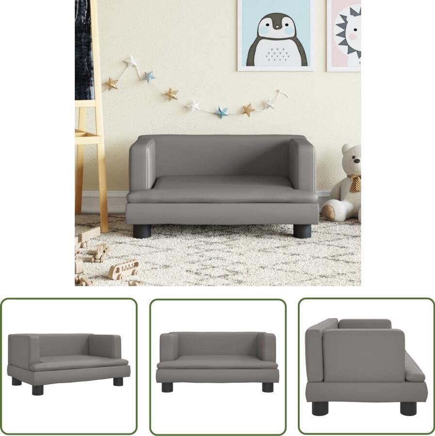 VidaXL Kinderbank 60x40x30 cm kunstleer grijs Kinderstoel Kindermeubilair Kids Meubels Grijze Kinderbank Stoere Kinderbank