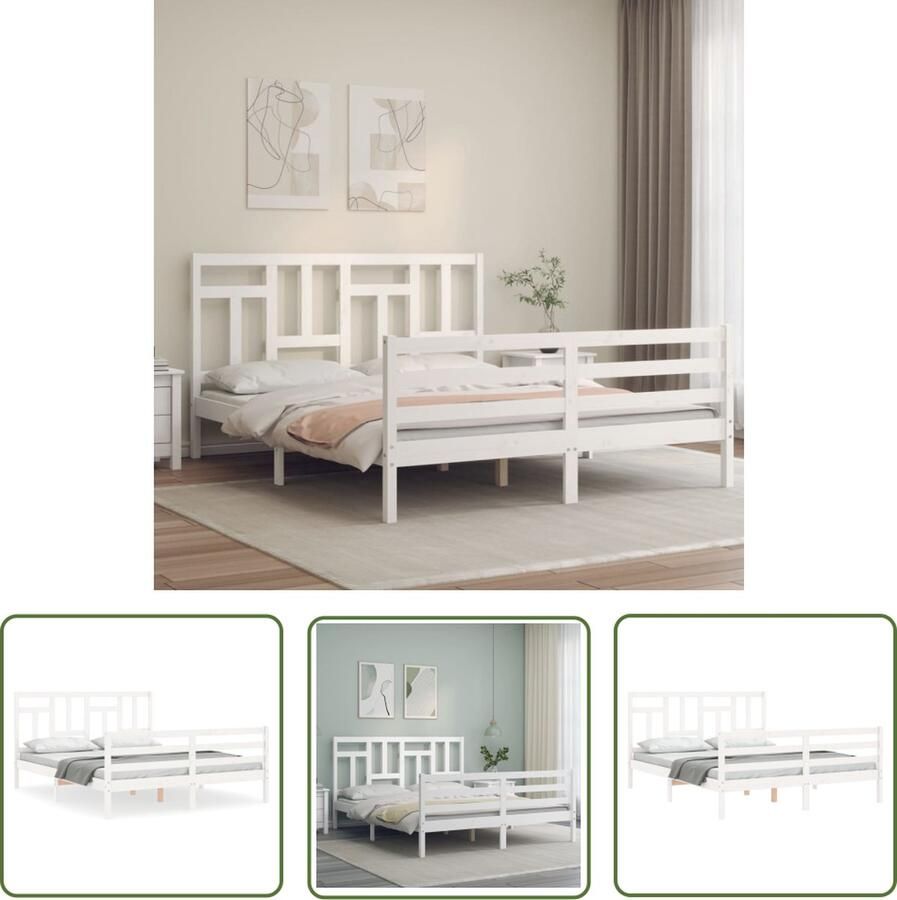 The Living Store Massief grenenhouten Bedframe King Size (150 x 200 cm) Functioneel Hoofd- en Voeteneinde Massief Houten Bed Frame King Size Bed Houten Bed Koninginnenbed Grenenhouten Bed