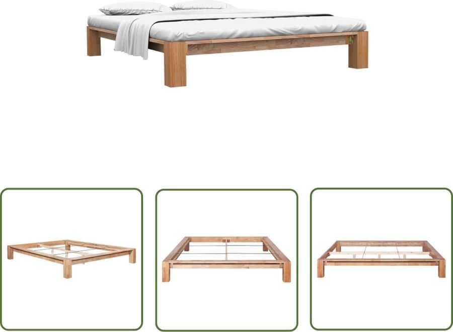 The Living Store Eikenhouten Bedframe Klassiek 180 x 212 x 30 cm Geschikt voor 160 x 200 cm matras Massief Gelakt Eikenhouten Bed Frame Klassiek Bed Tweepersoons Bed Massief Hout Bed Gelakte Bedframe