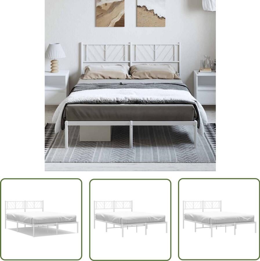 The Living Store Metalen Bedframe Klassiek Design Robuust Wit 196 x 142 x 90 cm Geen Matras Metalen Bed Frame Klassiek Bed Frame Wit Slaapcomfort Stalen Bedframe