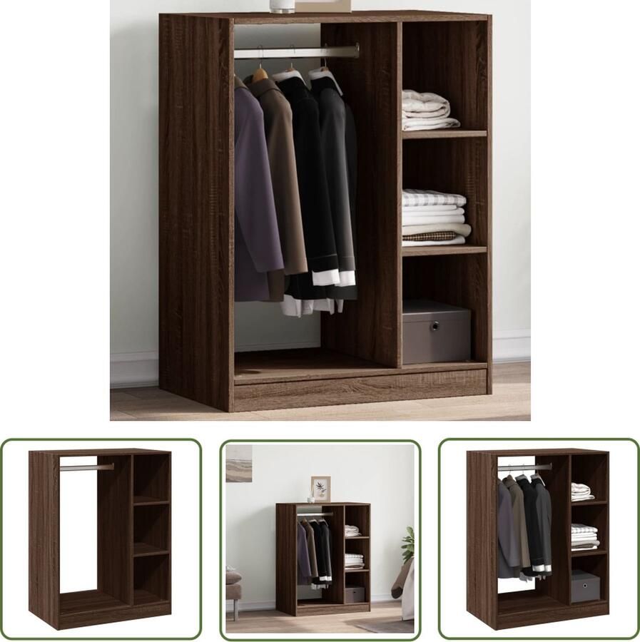 The Living Store Kledingrek 77 x 48 x 102 cm Bewerkt Hout Ruim Duurzaam en Compact Garderobe Kledingkast Kledingopbergers Houten Kledingrek Ruime Garderobe - Foto 2