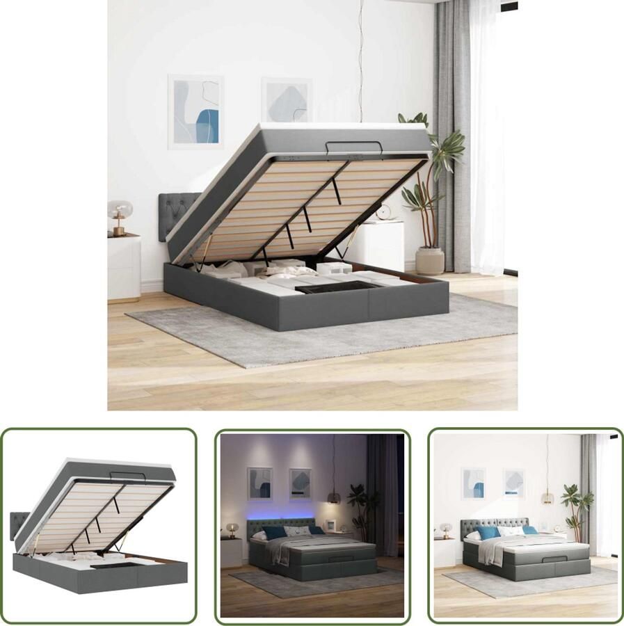 VidaXL Bed poef met matras en LED's stof 140x190 cm donkergrijs Dynamische Sleutel Klik Mechanisme Draper Tools Gereedschapset Handgereedschap