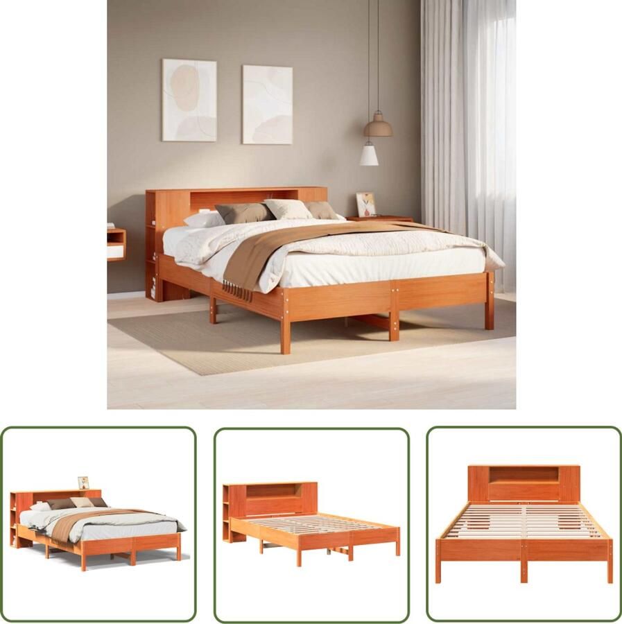VidaXL Bed met boekenkast zonder matras grenenhout wasbruin 140x190 cm Dynamische Sleutel Klikmechanisme Draaibare Kop Inch-newton Meetwaarde Torque Wrench