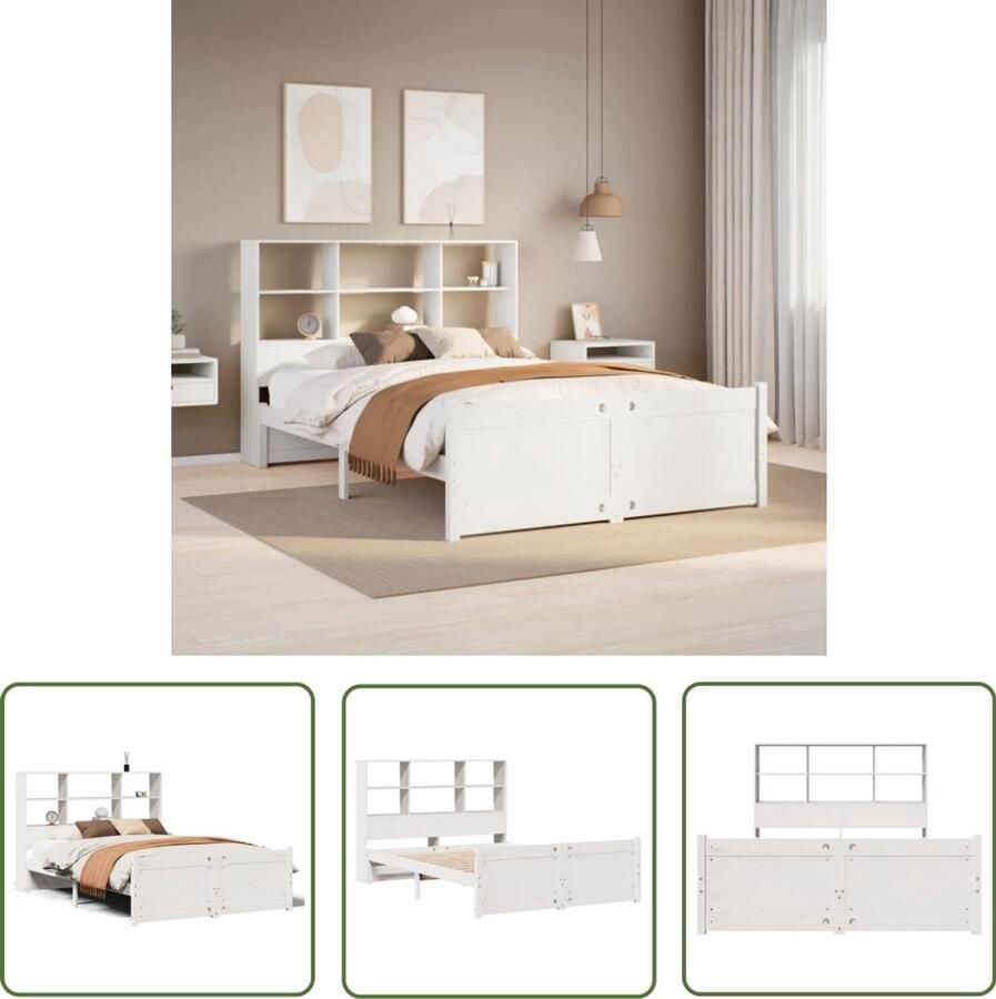 VidaXL Klikmechanisme Dynamische Sleutel Bed met boekenkast zonder matras grenenhout wit 140x200 cm Gereedschapset Draper Tools Torque Wrench