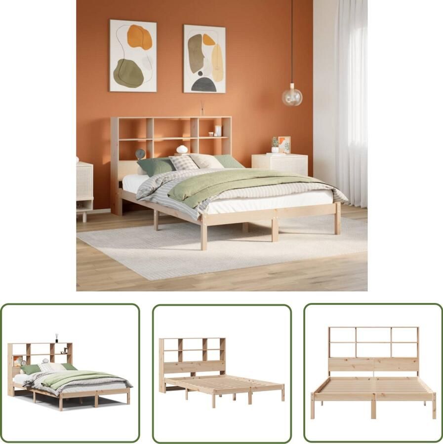 VidaXL Klikmechanisme Dynamische Sleutel Bed met boekenkast zonder matras massief grenenhout 140x200 cm Draaibare Kop Torque Wrench Gereedschapset