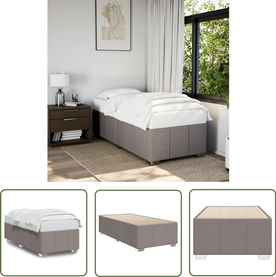 VidaXL Bedframe zonder matras 90x190 cm stof taupe Dynamische Sleutel Klikmechanisme Draaibare Sleutel Gereedschapset Mechanica