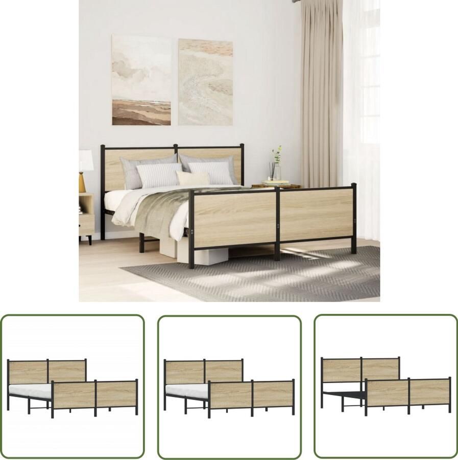 VidaXL Klikmechanisme Dynamische Sleutel Bedframe zonder matras metaal sonoma eikenkleurig 140x190 cm Gereedschapset Drapers Tools Sleutelmaten