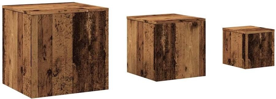 VidaXL Bijzettafel Bijzettafels Eindtafel Salontafel Bijzettafels 3 st bewerkt hout oud houtkleurig