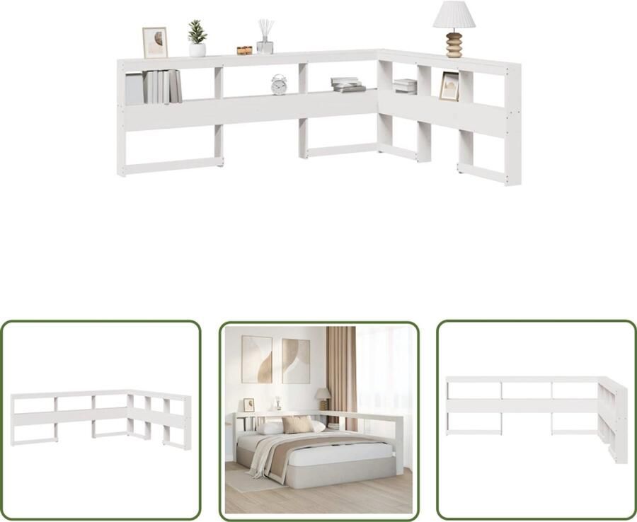 VidaXL Klikmechanisme Dynamische Sleutel Boekenkast Hoofdeinde L-vormig 160 cm massief grenenhout wit Gereedschapset Mechanica Draadspanning