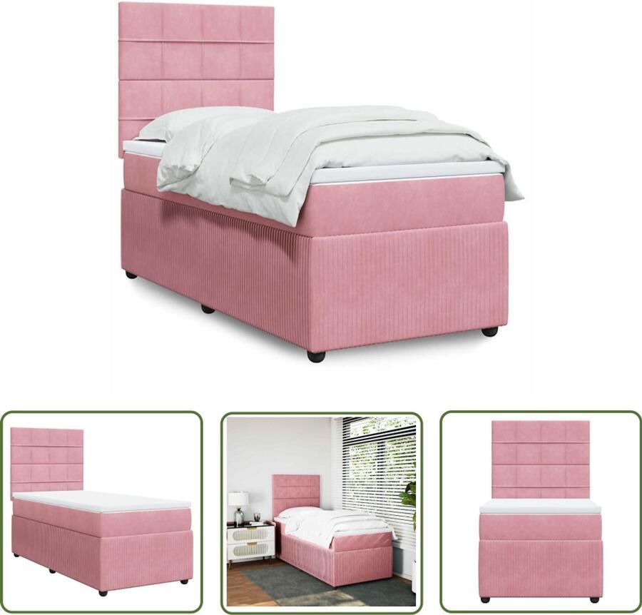 VidaXL Klikmechanisme Dynamische Sleutel Boxspring met matras fluweel roze 90x190 cm Drapers Tools Gereedschapset Inch Pounds