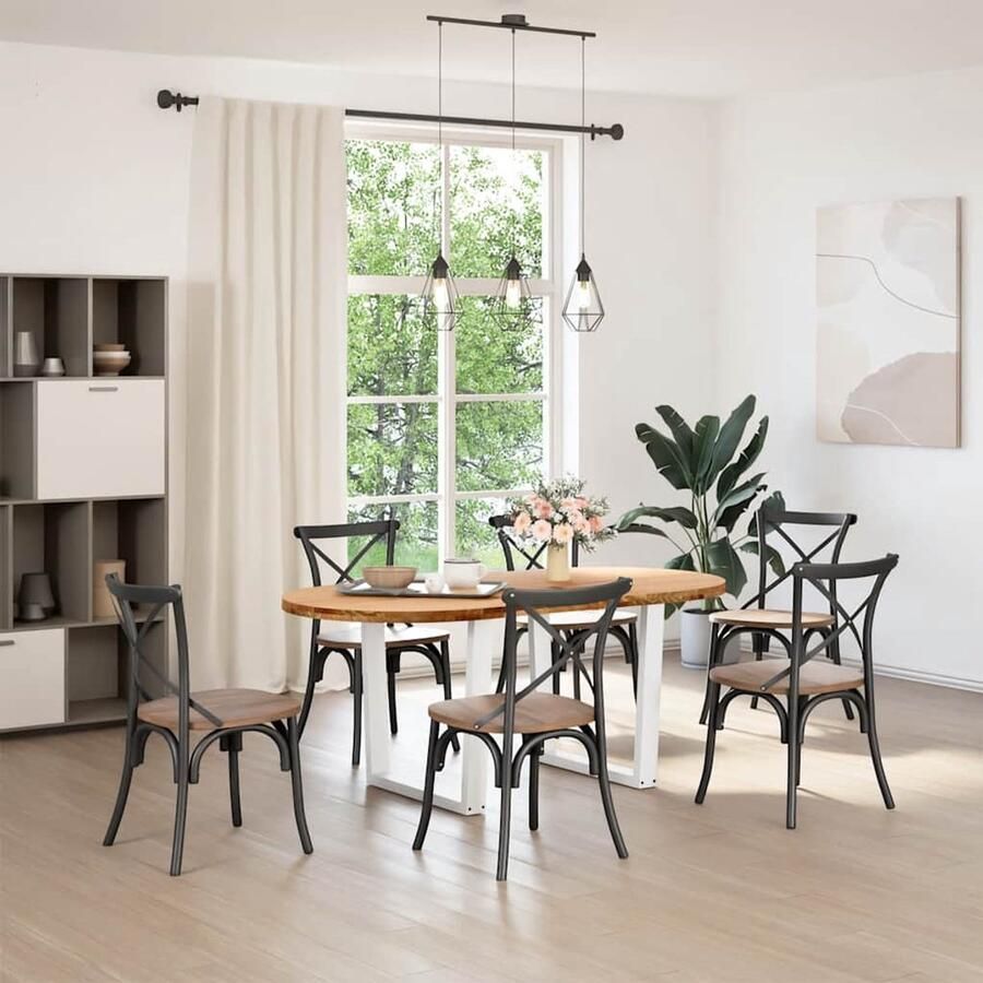 The Living Store Eettafel 180x90x74 cm ovaal massief eikenhout lichtbruin Eetkamertafel Eikenhouten Tafel Grote Tafel Solide Tafel Ovale Tafel