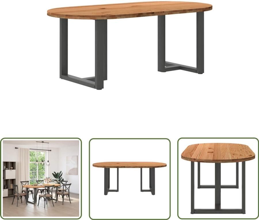 VidaXL Klikmechanisme Dynamische Sleutel Eettafel 200x100x74 cm ovaal massief eikenhout lichtbruin Gereedschapset Draadspanning Torque Wrench