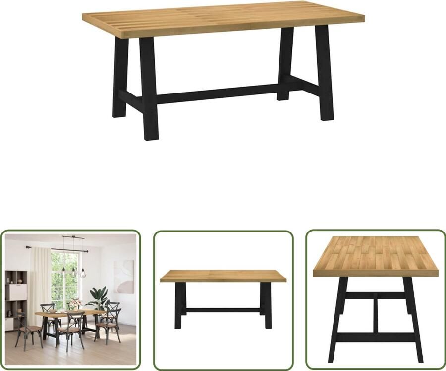 VidaXL Klikmechanisme Dynamische Sleutel Eettafel NOAIN A-vormige poten 180x90x75 cm massief hout Gereedschapset Draadspanning Torque Wrench