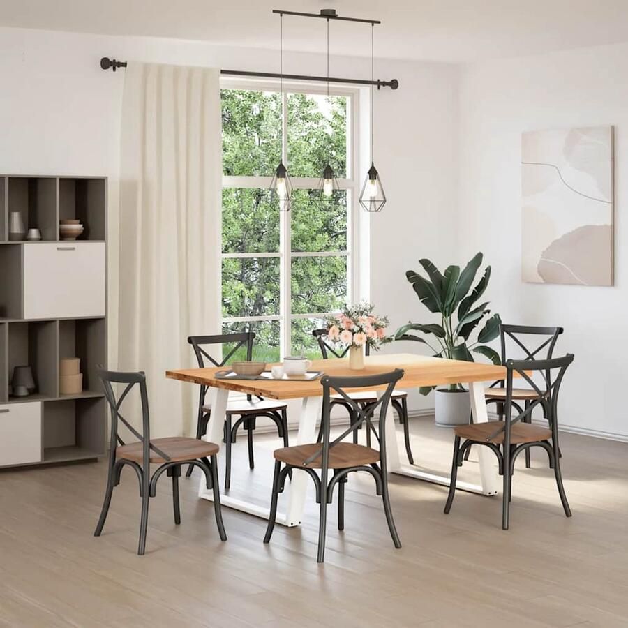 VidaXL Eettafel Rechthoekig 180x120x74 cm Eikenhout Eetkamertafel Eikenhouten Tafel Salontafel Diningtable Grote Tafel Massief Eikenhout Industriële Tafel Rechte Tafel Solide Tafel