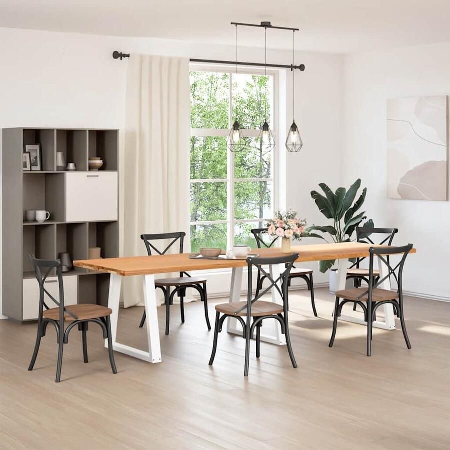 VidaXL Klikmechanisme Dynamische Sleutel Eettafel rechthoekig 320x90x74 cm massief eikenhout lichtbruin Gereedschapset Draaibare Kop Torque Wrench