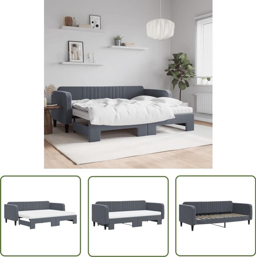 VidaXL Klikmechanisme Dynamische Sleutel Slaapbank onderschuifbed matrassen 90x200cm fluweel donkergrijs Drapers Tools Gereedschapset Montageset