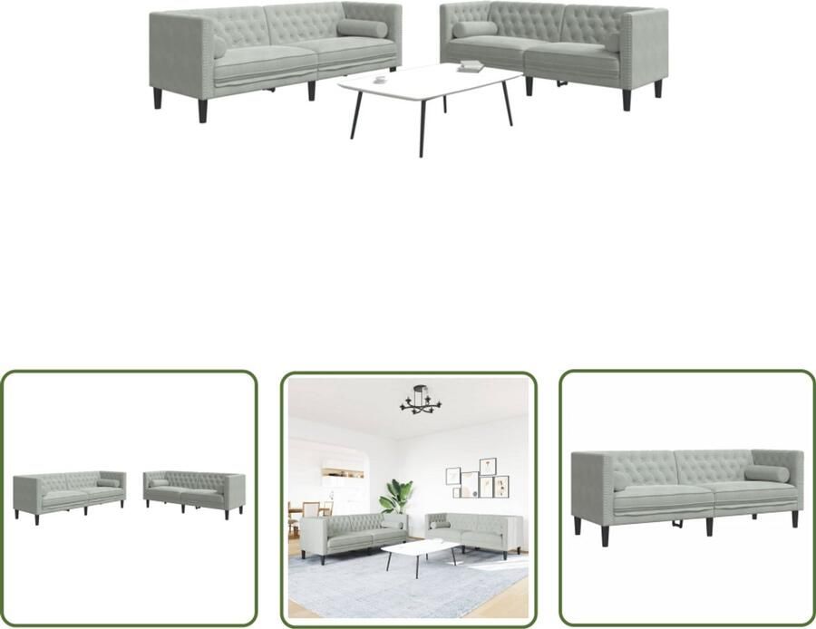 VidaXL Klikmechanisme Dynammometer Sleutel 2-delige Loungeset Chesterfield met bolsters fluweel lichtgrijs Gereedschapset Drapers Tools Chromovaandium