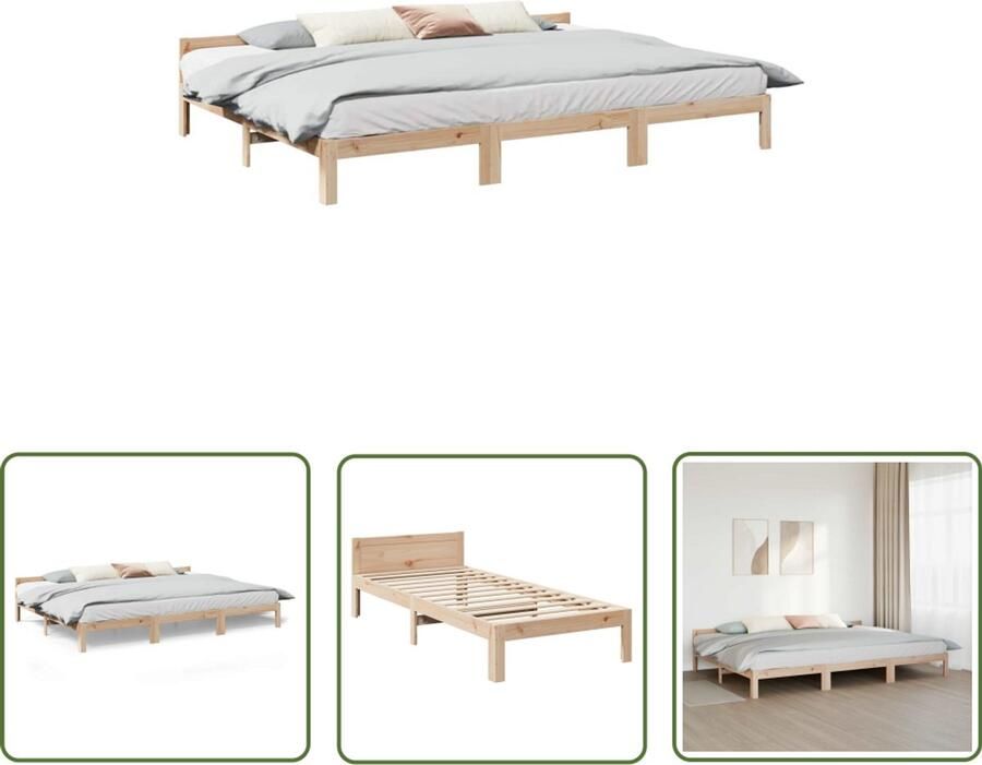 VidaXL Bedframe Family zonder matras 270x200 cm massief grenenhout Dynammometer Sleutel Klikmechanisme Drapers Tools Gereedschapset Montagesleutel