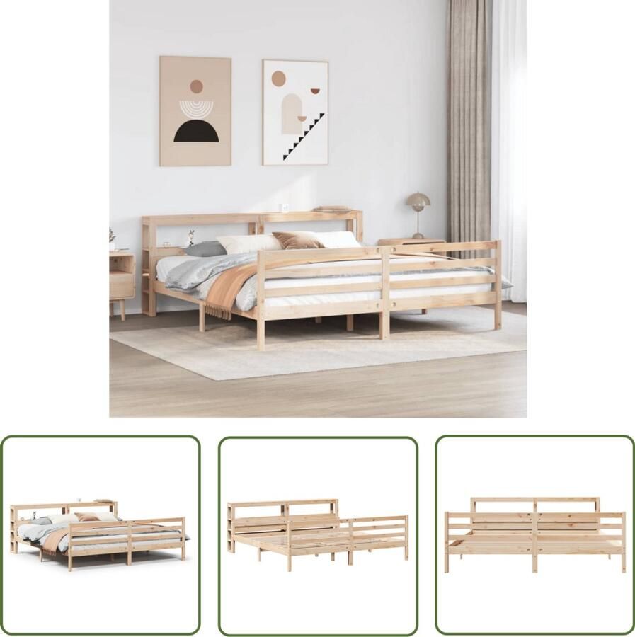 VidaXL Klikmechanisme Dynammometer Sleutel Bedframe met hoofdbord massief grenenhout 200x200 cm Gereedschapset Drapers Tools Sleutels Voor Mechanica