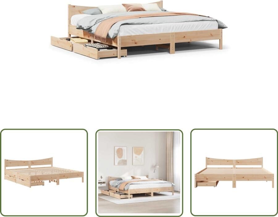 VidaXL Klikmechanisme Dynammometer Sleutel Bedframe met lades massief grenenhout 200x200 cm Gereedschap Drapers Tools Chrome Vanadium