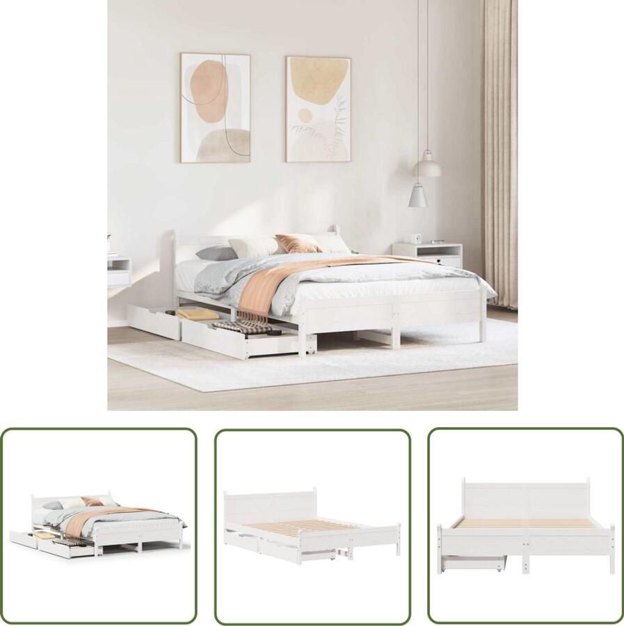 VidaXL Klikmechanisme Dynammometer Sleutel Bedframe zonder matras massief grenenhout wit 140x200 cm Gereedschapset Drapers Tools Monteursgereedschap