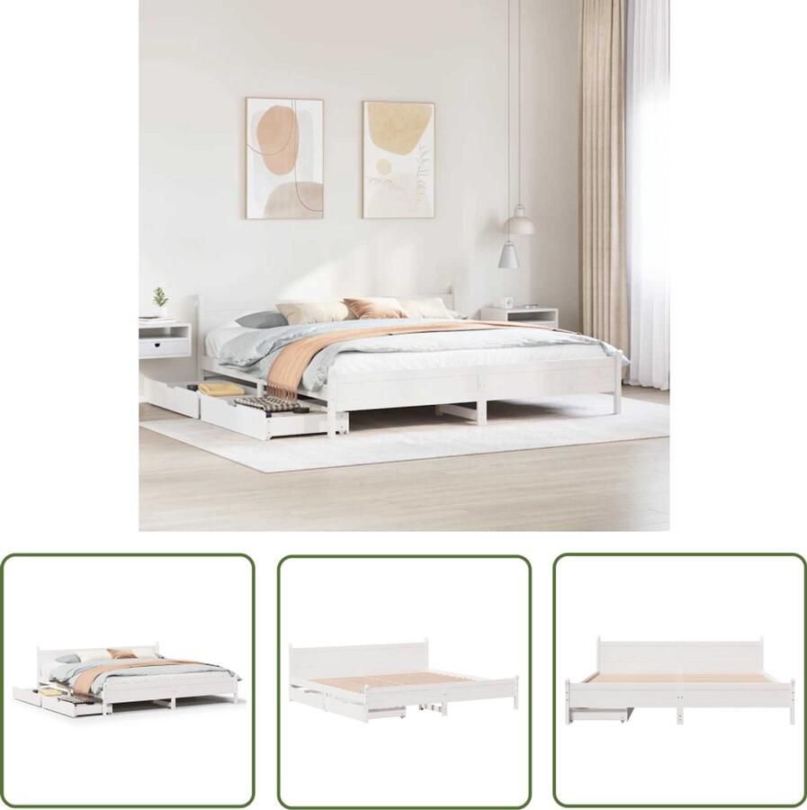 VidaXL Klikmechanisme Dynammometer Sleutel Bedframe zonder matras massief grenenhout wit 200x200 cm Gereedschapset Drapers Tools Monteursgereedschap