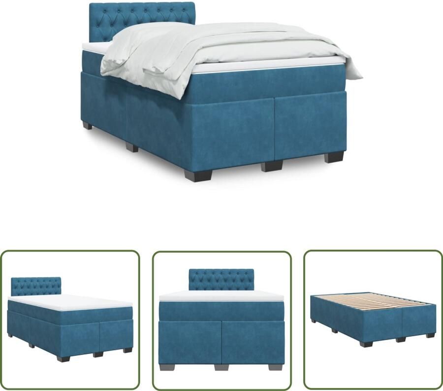 VidaXL Klikmechanisme Dynammometer Sleutel Boxspring met matras fluweel donkerblauw 120x190 cm Gereedschap Drapers Tools Monteursgereedschap