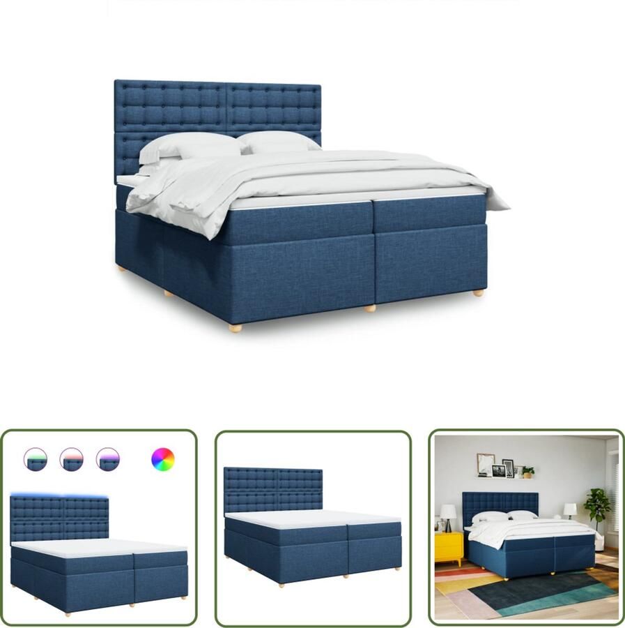 VidaXL Klikmechanisme Dynammometer Sleutel Boxspring met matras stof blauw 200x200 cm Drapers Tools Gereedschap Montagesleutel
