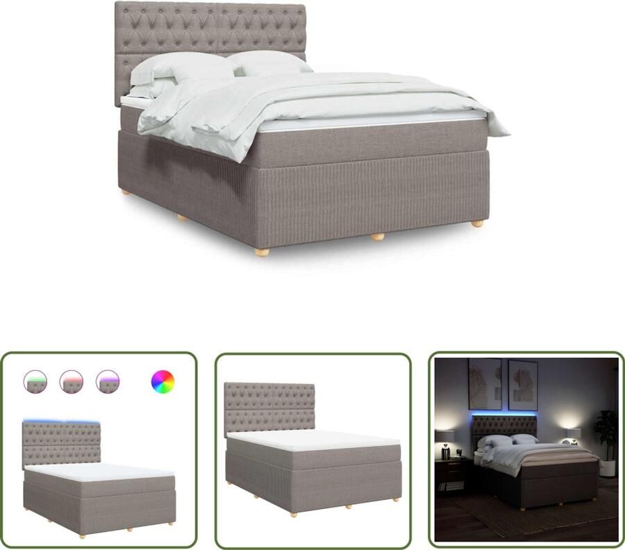 VidaXL Klikmechanisme Dynammometer Sleutel Boxspring met matras stof taupe 140x190 cm Gereedschap Drapers Tools Krachtmeter