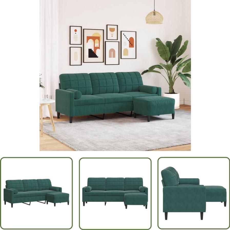 VidaXL Driezitsbank met voetenbank 180 cm fluweel donkergroen Dynammometer Sleutel Klikmechanisme Gereedschapset Drapers Tools Torquesleutel