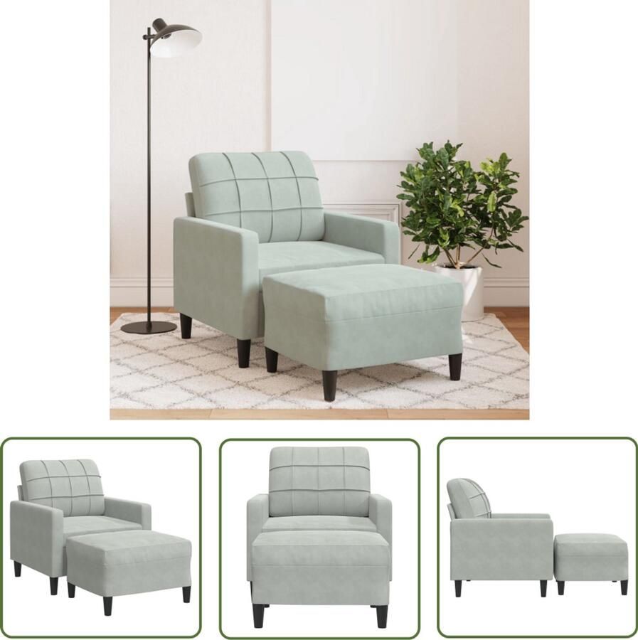 VidaXL Klikmechanisme Dynammometer Sleutel Fauteuil met voetenbank 60 cm fluweel lichtgrijs Gereedschapset Drapers Tools Handgereedschap