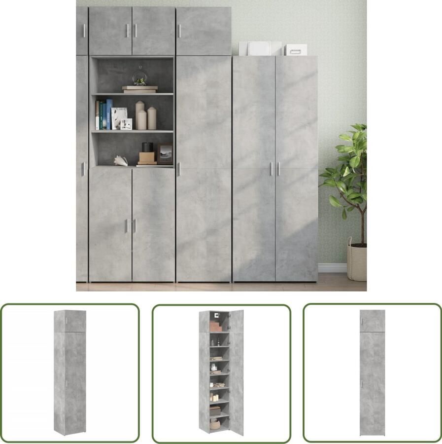 The Living Store Opbergkast smal 45x42 5x225 cm bewerkt hout betongrijs Opslagkast Houten Kast Opbergruimte Betonnen Grijze Kast Slimme Opbergoplossingen