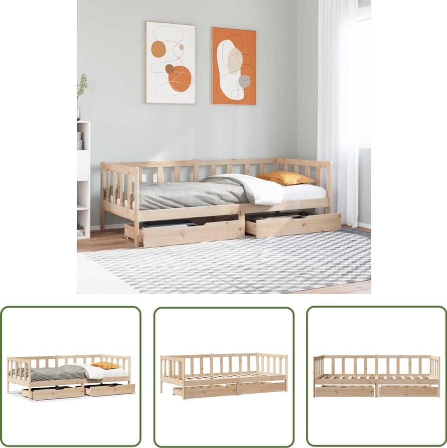 VidaXL Klikmechanisme Dynammometer Sleutel Slaapbank met lades 90x200 cm massief grenenhout Gereedschapset Drapers Tools Handgereedschap