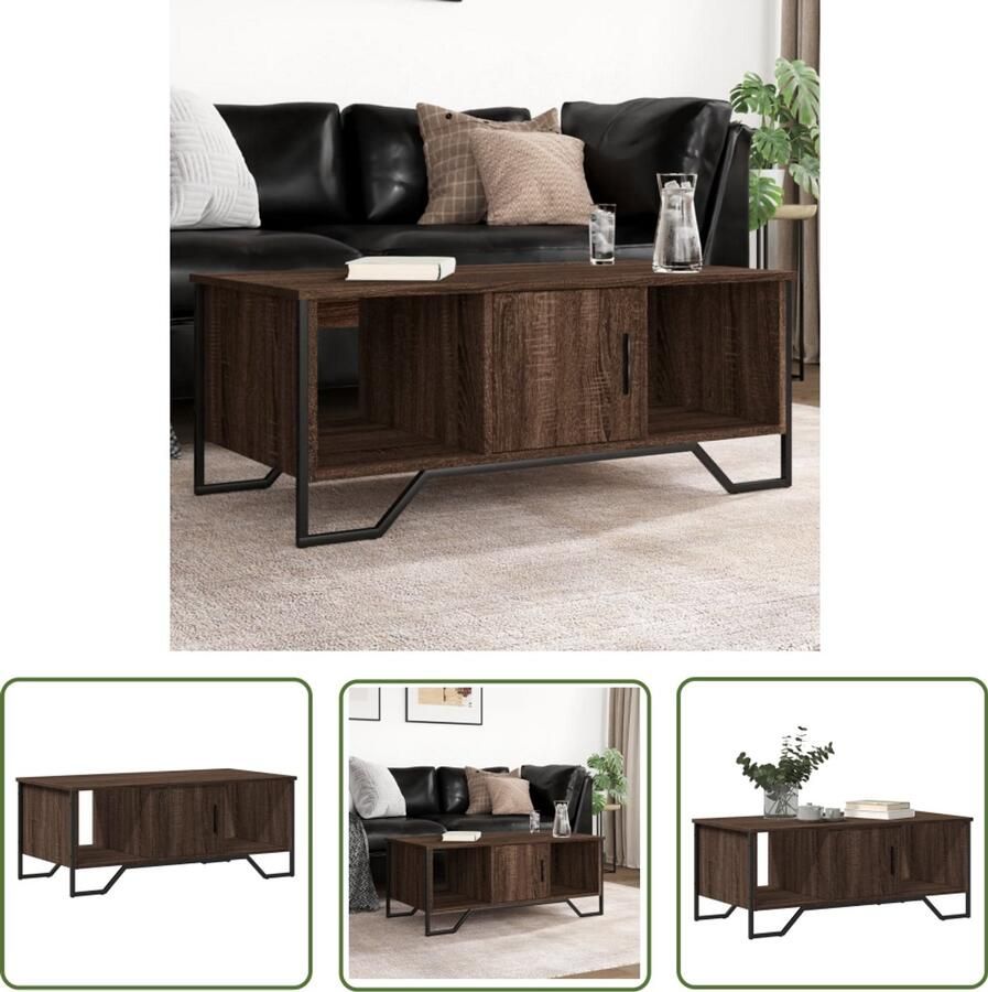 The Living Store Salontafel 100x51x40 cm bewerkt hout bruin eikenkleur Salontafel Houten Salontafel Koffietafel Tv Tafeltje Living Room Furniture