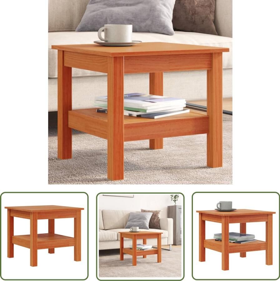 The Living Store Salontafel 45x45x40 cm massief grenenhout wasbruin Salontafel Hout Grenenhouten Tafel Vintage Tafel Industriële Tafel