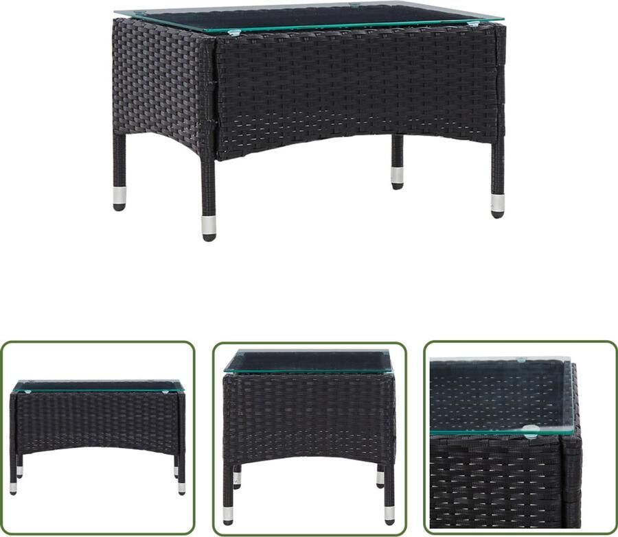 VidaXL Salontafel 60x40x36 cm poly rattan zwart Salontafel Koffietafel Buitentafel Ratan Tafel Zwarte Tafel